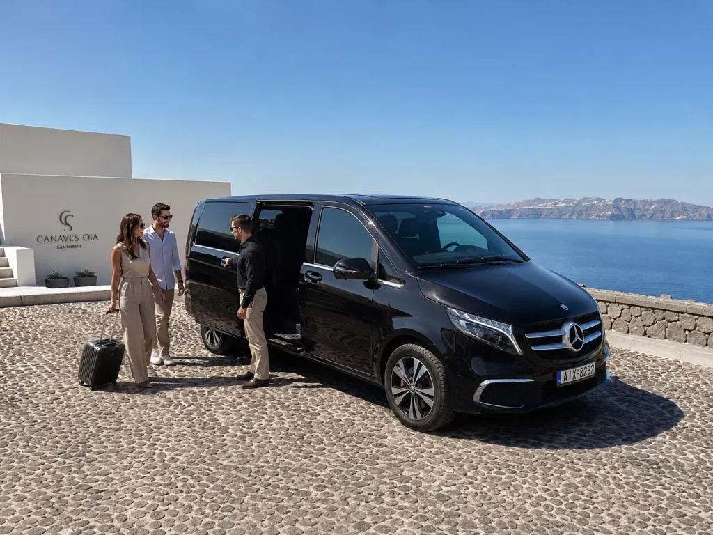 move to santorini transfers couple boarding v class