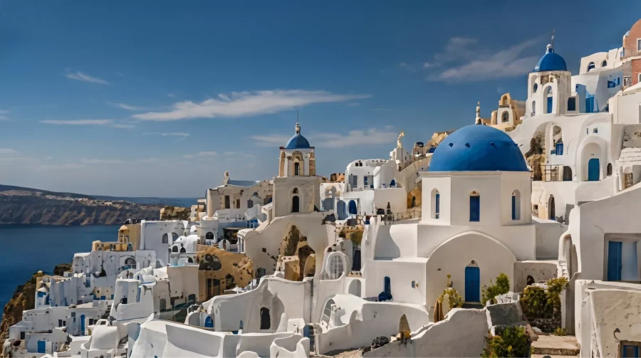 move to santorini transfers oia white blue domes village