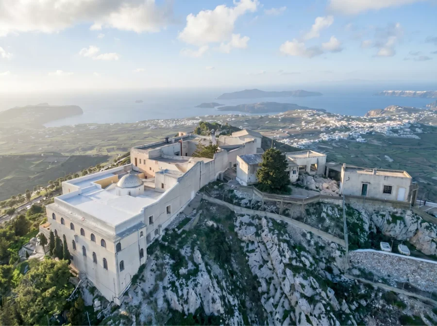 move to santorini transfers profitis elias monastery aerial