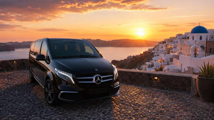 move to santorini transfers v class oia golden sunset